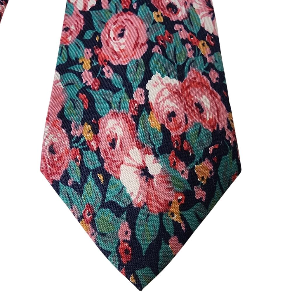 Tango By Max Raab Tie Mens Necktie Cotton Floral Roses Made In USA 3.5" x 60"